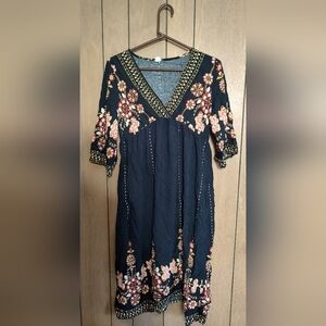 Embroidered Black Dress